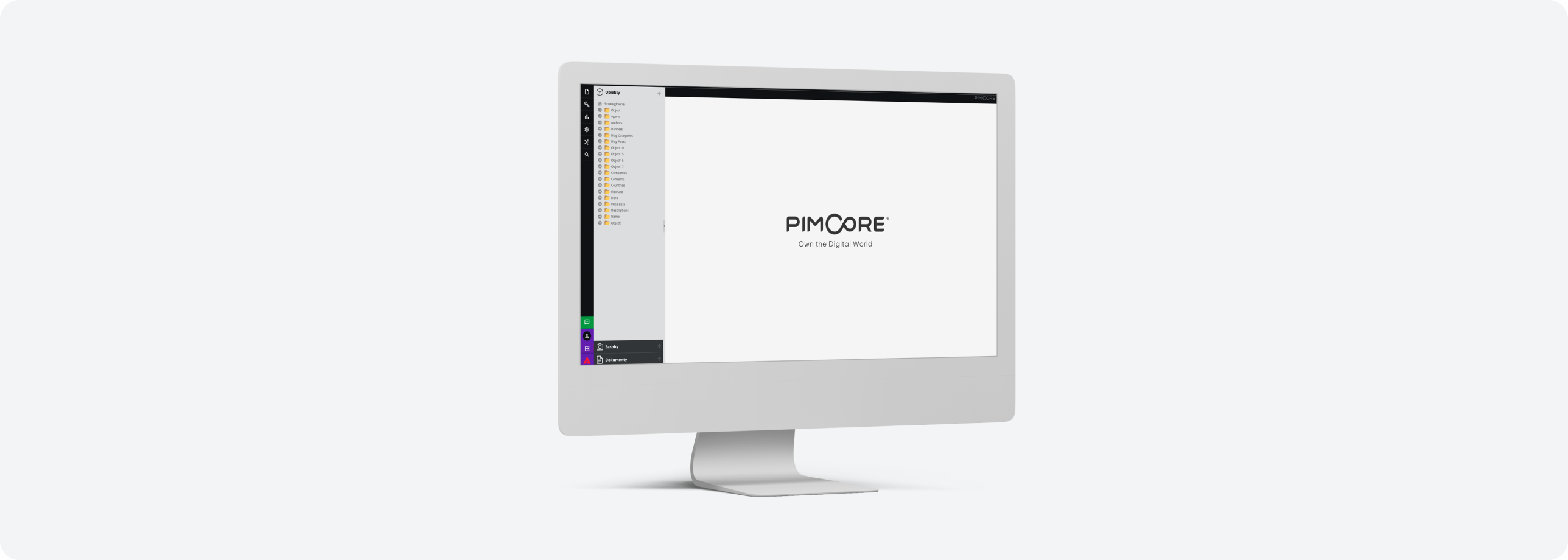 Mock-up monitor z panelem administracyjnym Pimcore