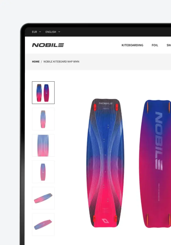 Nobile Sports e-commerce na desktop