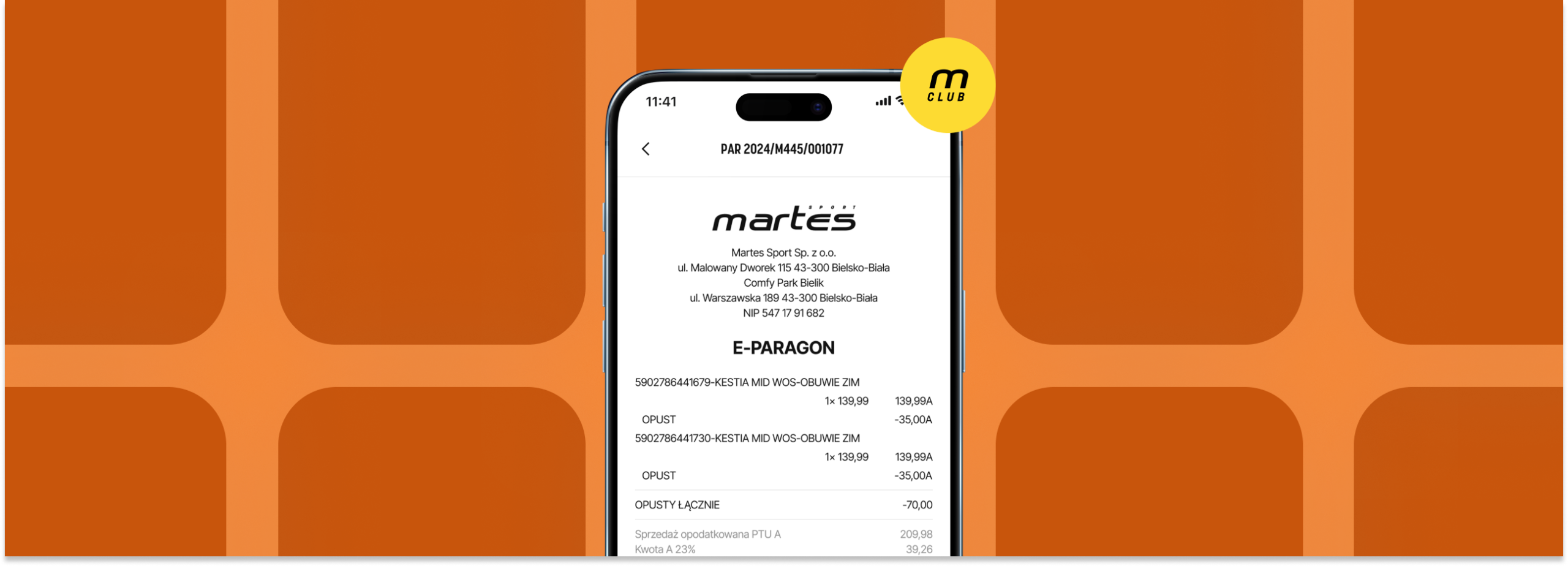 E-paragon w aplikacji Martes Sport